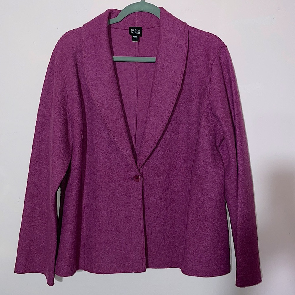 Eileen fisher wool jacket one button blazer style size large